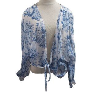 CT1690 Lauren Conrad Dolman Sleeve Blue and White Top OS